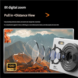 50MP HD Digital Camera with 8X Zoom & Dual Lens System(silvery)