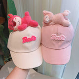 Cute Plush - Decorated Baseball Cap(Beige pink) - Front View