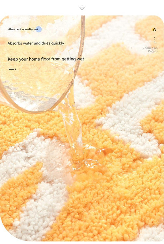 Super Absorbent Microfiber Bath Mat - Non-Slip TPR Backing, Machine Washable, Fun Fruit Designs(Red apple 50*60cm)