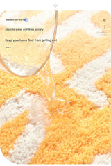 Super Absorbent Microfiber Bath Mat - Non-Slip TPR Backing, Machine Washable, Fun Fruit Designs(Red apple 50*60cm) - Top-Down View