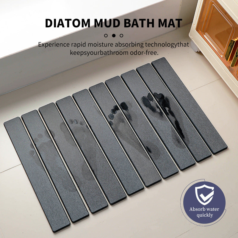 Collapsible Diatom Mud Bath Mat - Quick Dry, Non-Slip, Odor-Free Absorbent Pad(dark grey)