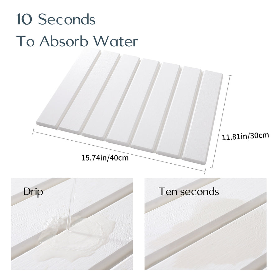 Folding Diatomaceous Earth Countertop Drain Mat - Quick Dry, Non-Slip & Easy Clean Absorbent Pad(light grey)