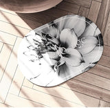 Elegant Floral Print Absorbent Floor Mat - Quick Dry, Non-Slip, Easy Clean Bathroom & Entryway Rug(White flowers on black background) - Top-Down View