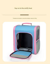 Breathable Pet Carrier Backpack - Large Capacity, Multiple Windows, Oxford Cloth(pink) - Top-Down View