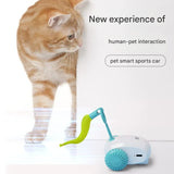 Interactive Smart Cat Toy Car - Automatic Obstacle Avoidance, Feather Tail, USB Rechargeable(gray) - Top-Down View