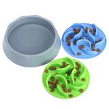 Slow Feeder Dog Bowl Set - Anti-Choke Puzzle Feeder Insert & Bowl for Healthy Eating Habits(cyan) - Side View