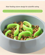 Slow Feeder Dog Bowl Set - Anti-Choke Puzzle Feeder Insert & Bowl for Healthy Eating Habits(cyan) - Top-Down View