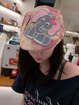 Cute Elephant Applique Beret Hat - Soft Fabric, Adjustable Fit, Retro Newsboy Cap(red) - Top-Down View