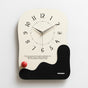 Abstract Modern Wall Clock - Silent Non-Ticking Decorative Clock with Wavy Design & Ceramic Accent(black)