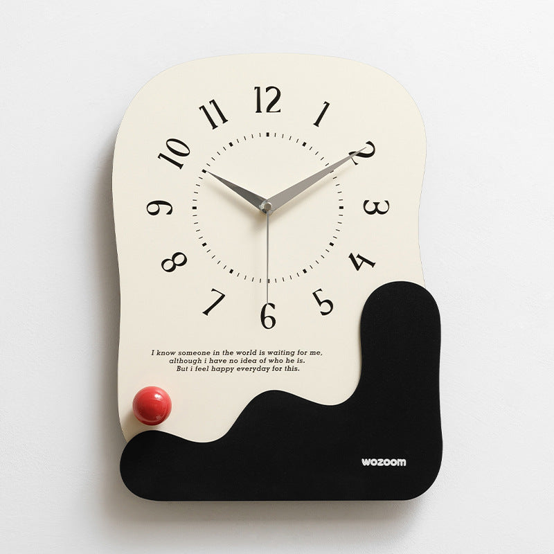 Abstract Modern Wall Clock - Silent Non-Ticking Decorative Clock with Wavy Design & Ceramic Accent(black)