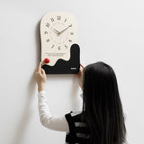 Abstract Modern Wall Clock - Silent Non-Ticking Decorative Clock with Wavy Design & Ceramic Accent(green) - Front View