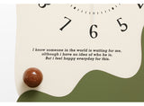 Abstract Modern Wall Clock - Silent Non-Ticking Decorative Clock with Wavy Design & Ceramic Accent(green) - Side View