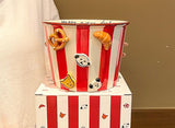Charming Striped Ceramic Instant Noodle Bowl with 3D Accents & Happy every day! Message(red)