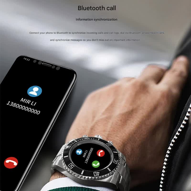 Classic Stainless Steel Smartwatch with Rotating Timer Bezel, Bluetooth Calling & Luminous Display(blue and red)