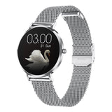 Elegant Women's Smartwatch - Ultra-Thin 6.8mm, 1.19 AMOLED Display Health Monitoring & Stainless Steel Mesh Band(Silver)