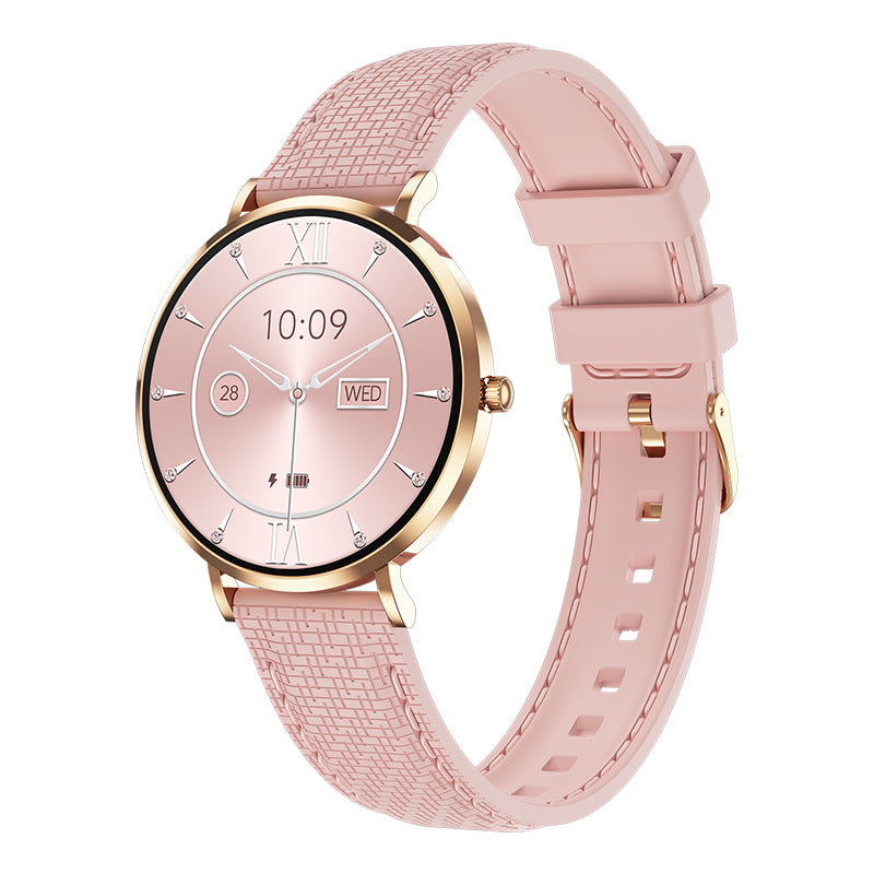 Elegant Women's Smartwatch - Ultra-Thin 6.8mm, 1.19 AMOLED Display Health Monitoring & Stainless Steel Mesh Band(Pink)