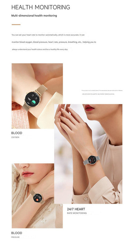Elegant Women's Smartwatch - Ultra-Thin 6.8mm, 1.19 AMOLED Display Health Monitoring & Stainless Steel Mesh Band(Pink)