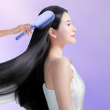 Electric Ionic Vibrating Massage Hairbrush - 3-Mode Sonic Scalp Massager & Detangler with LCD Display(Purple) - Front View