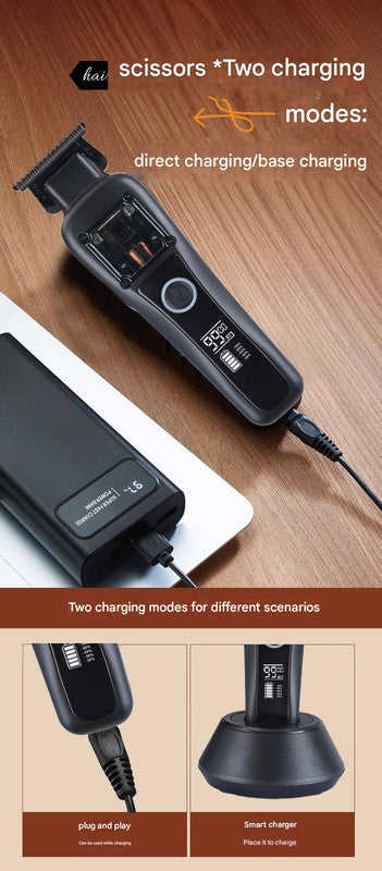 Professional Cordless Hair Clipper with Magnetic Motor - 9900 RPM, 180 Min Runtime, LCD Display & Dual Charging(black)