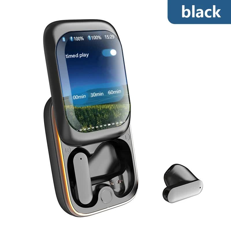 TWS Wireless Earbuds with LED Touch Screen Charging Case - Bluetooth 5.3, HIFI Sound, Standalone Music Playback & Game Mode(black)