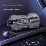 Futuristic TWS Gaming Earbuds - Bluetooth 5.3, Low Latency, HIFI Surround Sound, LED Display(green) - Top-Down View