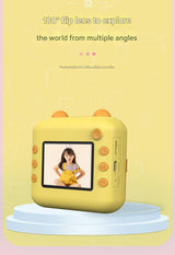 Kids Instant Print Digital Camera with 180? Flip Lens - 24MP Photos, 720P Video & Doodle Fun(yellow)