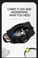 Large Capacity Travel Duffel Bag with Shoe Compartment & Wet Pocket - Multi-Purpose Gym & Weekend Bag(Grey) - Low Angle