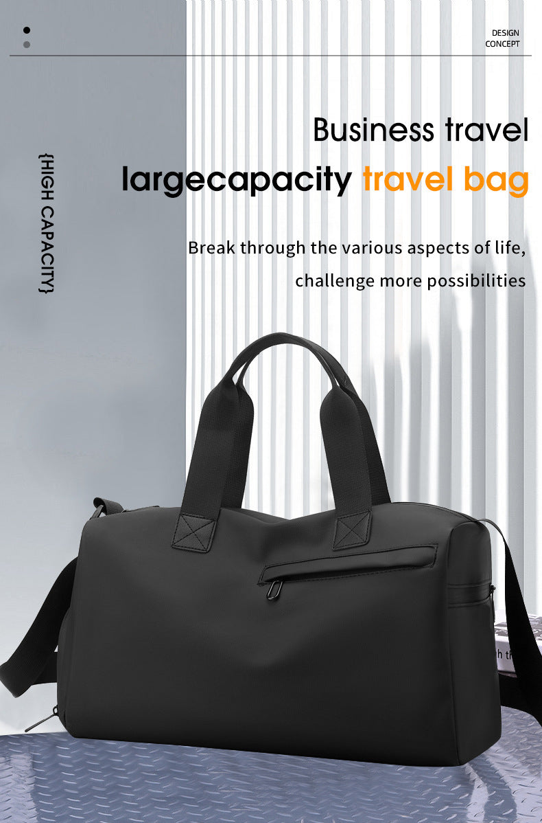 Large Capacity Travel Duffel Bag with Shoe Compartment & Wet Pocket - Multi-Purpose Gym & Weekend Bag(Black)