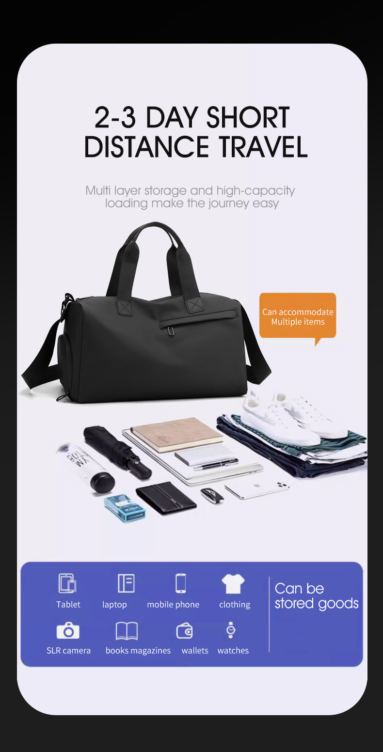 Large Capacity Travel Duffel Bag with Shoe Compartment & Wet Pocket - Multi-Purpose Gym & Weekend Bag(Black)