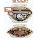 Lightweight Quilted Tote Bag for Women - Fits 15.6 Laptop Water-Resistant with Clutch & Luggage Strap(black)