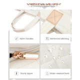 Lightweight Quilted Tote Bag for Women - Fits 15.6 Laptop Water-Resistant with Clutch & Luggage Strap(White)