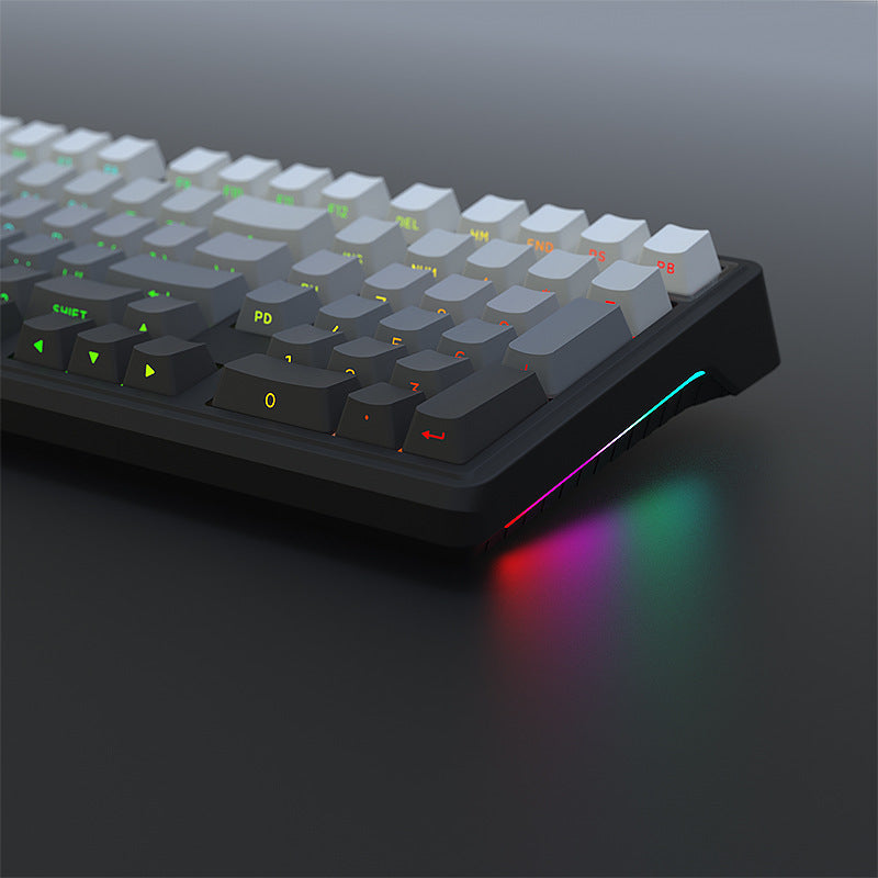 Tri-Mode RGB Mechanical Gaming Keyboard - 102-Key, Hot-Swappable, 4000mAh Battery, 5-Layer Sound Dampening(Strawberry on white)