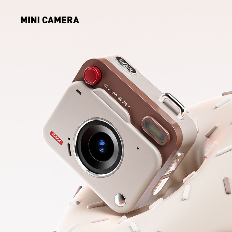 Mini Retro Keychain Camera - 48MP Photos, 1080P HD Video with Built-in Filters & Flash(Khaki Brown)