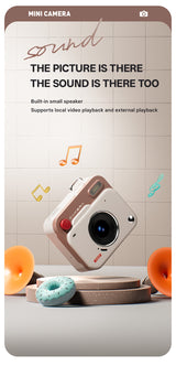 Mini Retro Keychain Camera - 48MP Photos, 1080P HD Video with Built-in Filters & Flash(Khaki Brown)