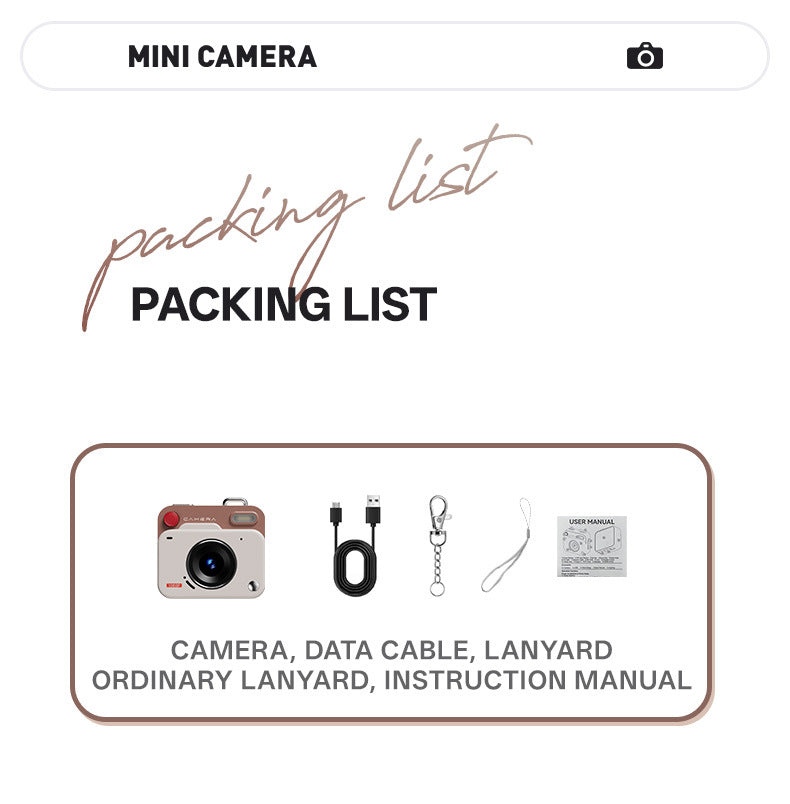 Mini Retro Keychain Camera - 48MP Photos, 1080P HD Video with Built-in Filters & Flash(Khaki Brown)