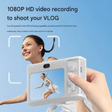 48MP Digital Camera for Kids & Beginners - 1080P Vlogging, 8x Zoom, Filters & Games(White) - 45-Degree Angle