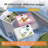 48MP Digital Camera for Kids & Beginners - 1080P Vlogging, 8x Zoom, Filters & Games(pink) - Side View