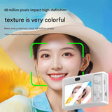 48MP Digital Camera for Kids & Beginners - 1080P Vlogging, 8x Zoom, Filters & Games(grey) - Side View