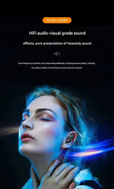 TWS Wireless Earbuds with Wireless Charging Case - Bluetooth 5.3, HiFi Audio, LED Display & Smart Touch Control(black) - Side View