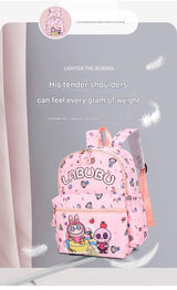 Kids Cartoon Character 3-Piece Backpack Set - Lightweight School Bag with Lunch Bag & Pencil Case(black) - Front View