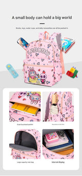 Kids Cartoon Character 3-Piece Backpack Set - Lightweight School Bag with Lunch Bag & Pencil Case(black) - Top-Down View