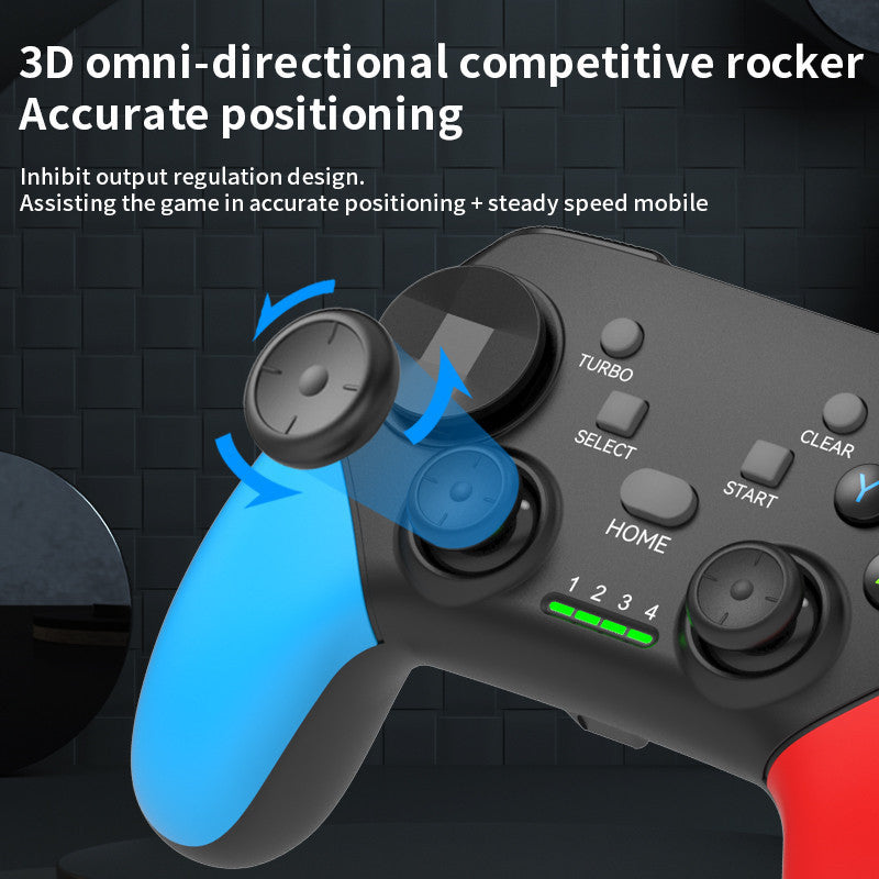 Multi-Platform Wireless Gaming Controller with Dual Motor Vibration, Turbo & Phone Holder(Black, Red and Blue)