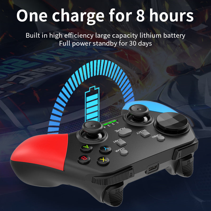 Multi-Platform Wireless Gaming Controller with Dual Motor Vibration, Turbo & Phone Holder(White, red and blue)