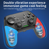 Multi-Platform Wireless Gaming Controller with Dual Motor Vibration, Turbo & Phone Holder(Black, red and blue with receiver) - Top-Down View