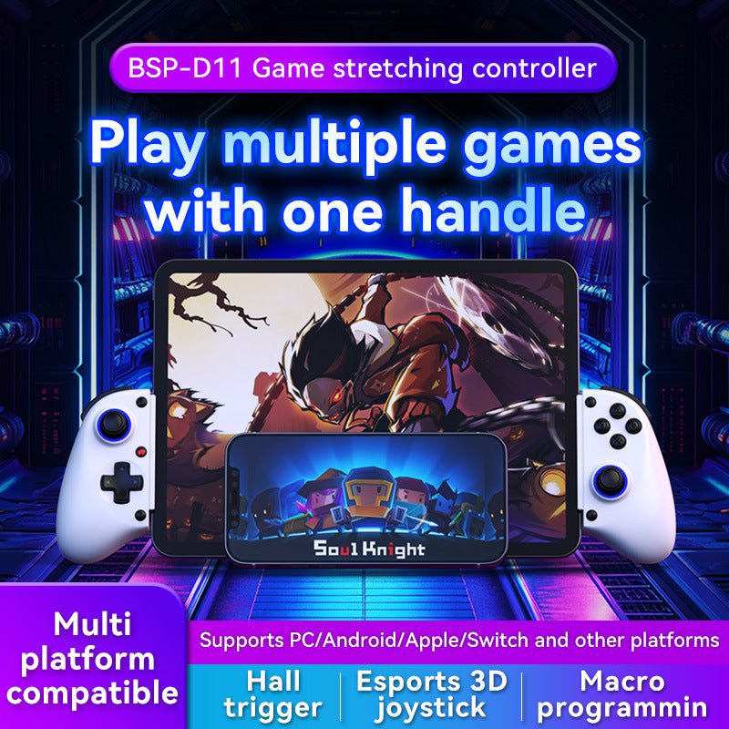 Multi-Platform Telescopic Gaming Controller - Hall Triggers, Esports 3D Joysticks & Macro Programming(white)