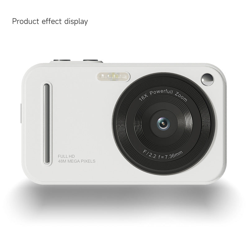 48MP Digital Camera with 16x Zoom & AF Autofocus - Full HD Vlogging Camera for Beginners & Kids(White)