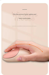 Cute Cat Shaped Wireless Office Mouse - Dual Mode 2.4G/Bluetooth, 3-Level DPI, Silent Click(Milk tea color) - Front View