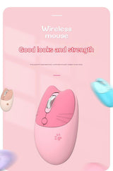 Cute Cat Shaped Wireless Office Mouse - Dual Mode 2.4G/Bluetooth, 3-Level DPI, Silent Click(purple) - Side View