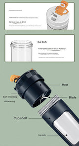 Large 600ML Portable Blender - USB-C Rechargeable Smoothie Maker with 4 Stainless Steel Blades(white) - Top-Down View