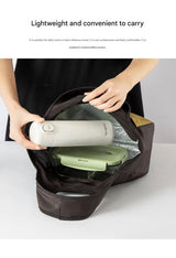 Insulated Lunch Tote Bag - Large Capacity, Multi-Pocket, Waterproof & Stain-Resistant Lining(green) - Front View
